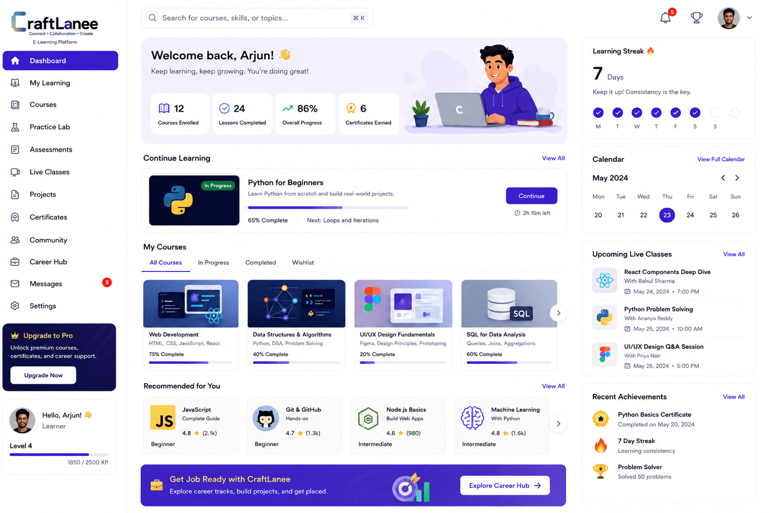 CraftLanee E-Learning Platform